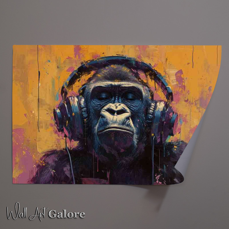 Buy Unframed Poster : (Gorrila with headphones on)