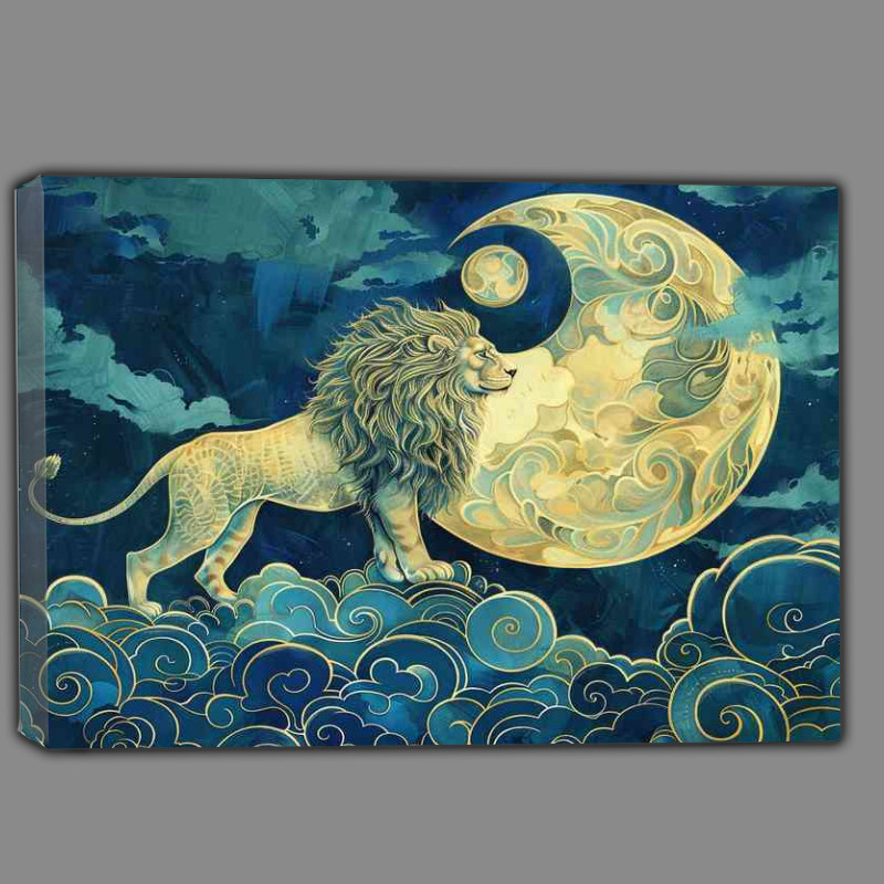 Buy Canvas : (Lion Standing with swirls and moon)