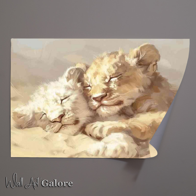 Buy Unframed Poster : (Lion cubs Sleeping during the day)