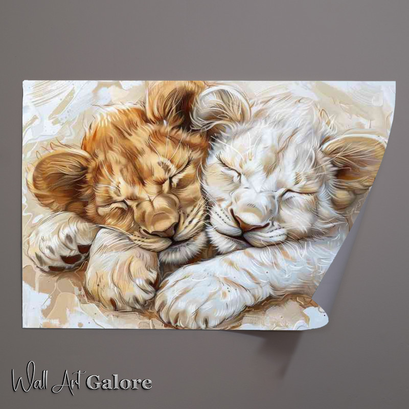 Buy Unframed Poster : (Lion cubs during the day in a desert)