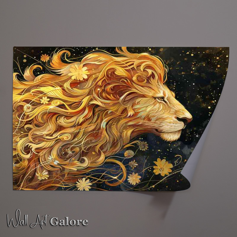 Buy Unframed Poster : (Lion head with a curly main at night)