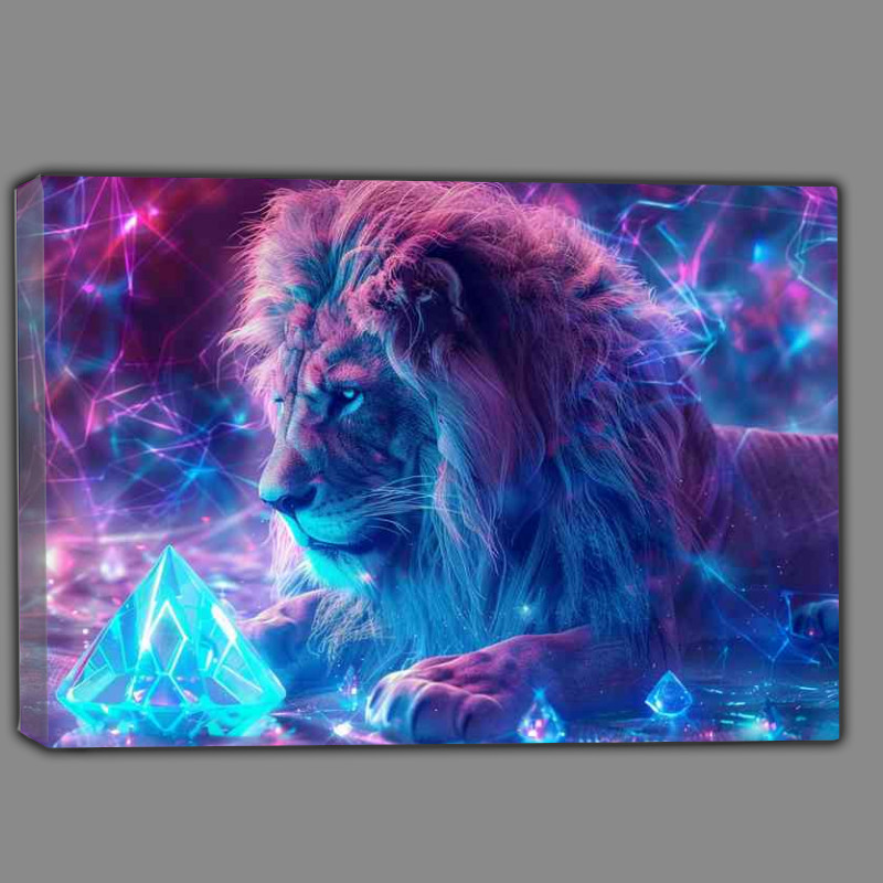 Buy Canvas : (Lion is sitting in front of a diamond)