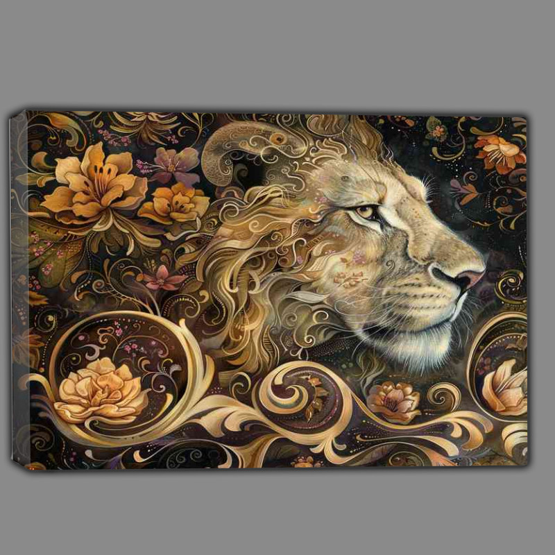 Buy Canvas : (Lion with a floral background)