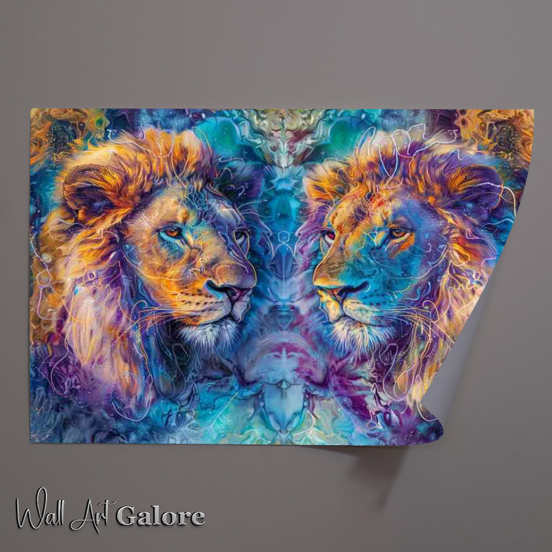 Buy Unframed Poster : (Lions cosmic art mystical)