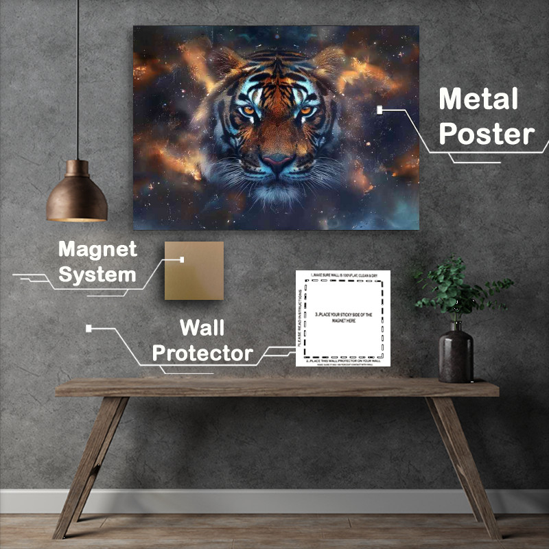 Buy Metal Poster : (Lions face in the nebula skys)