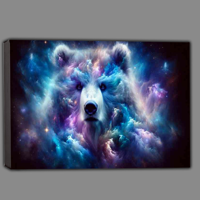 Buy Canvas : (Majestic Bear its fur a swirling cosmos of celestial blues and purples)