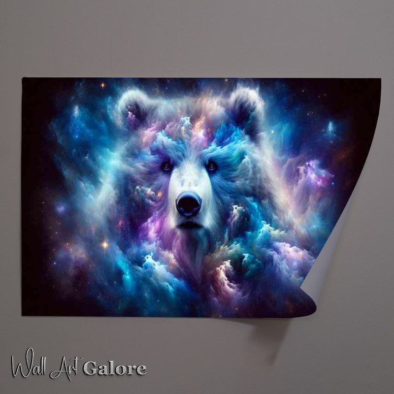 Buy Unframed Poster : (Majestic Bear its fur a swirling cosmos of celestial blues and purples)