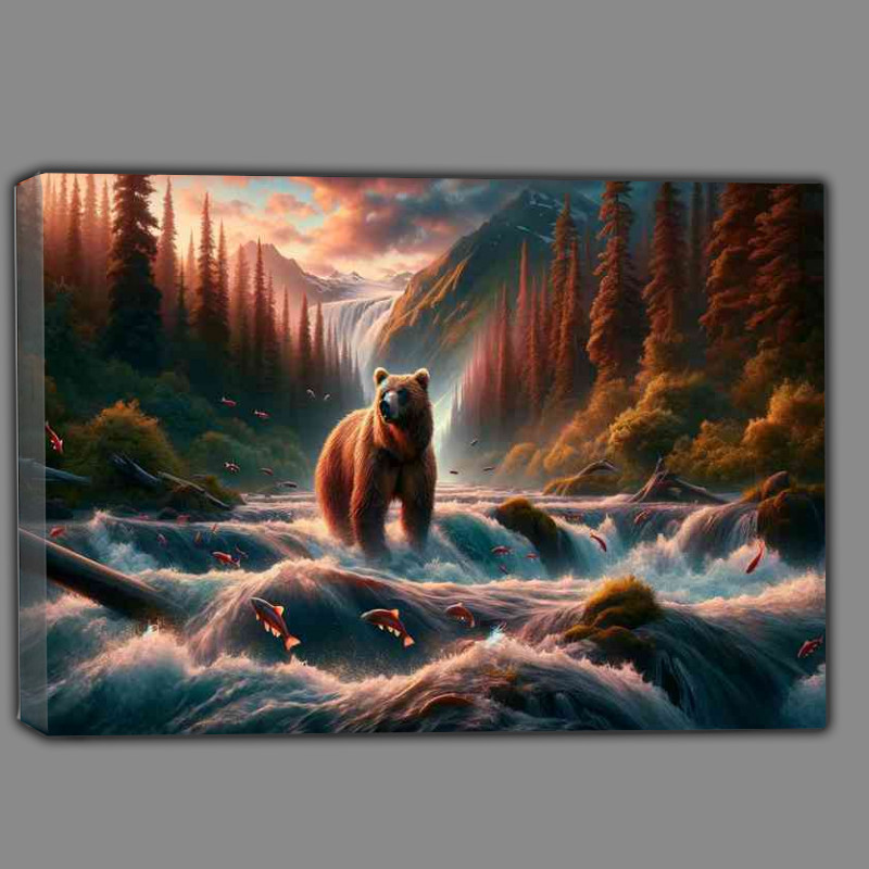 Buy Canvas : (Majestic Grizzly bear its fur swirling with rich browns and ambers)