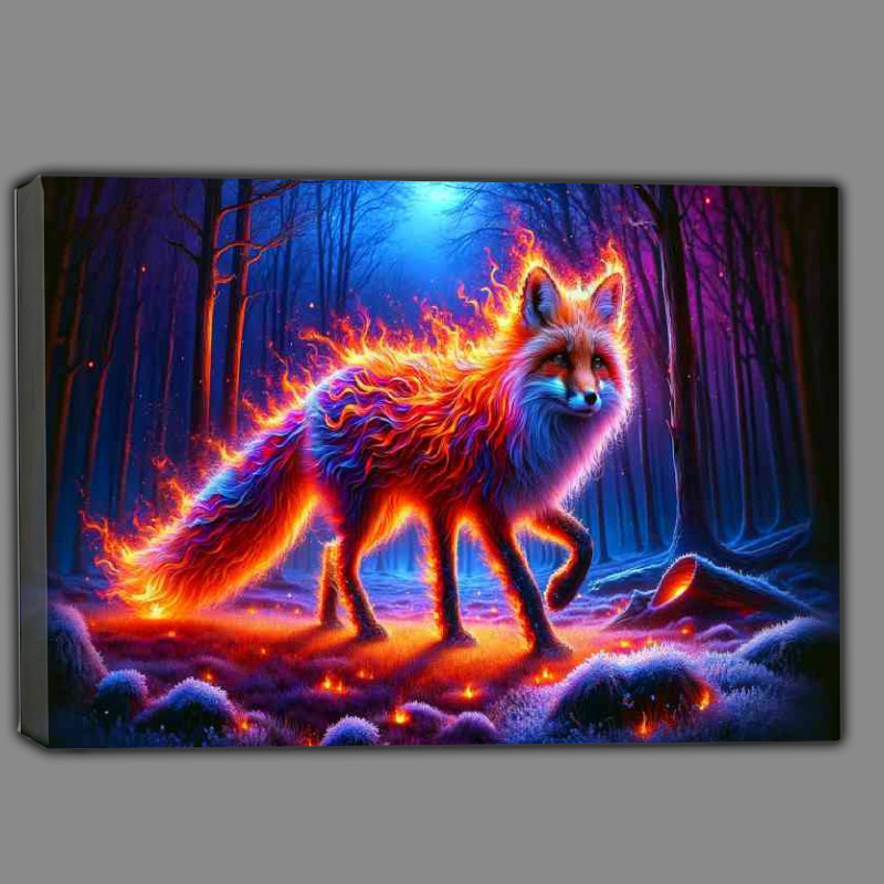 Buy Canvas : (Mystical Fox its fur a cascade of vibrant flames and embers)