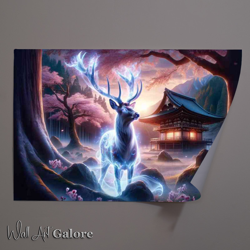 Buy Unframed Poster : (Noble Stag its majestic antlers and fur a luminous display)