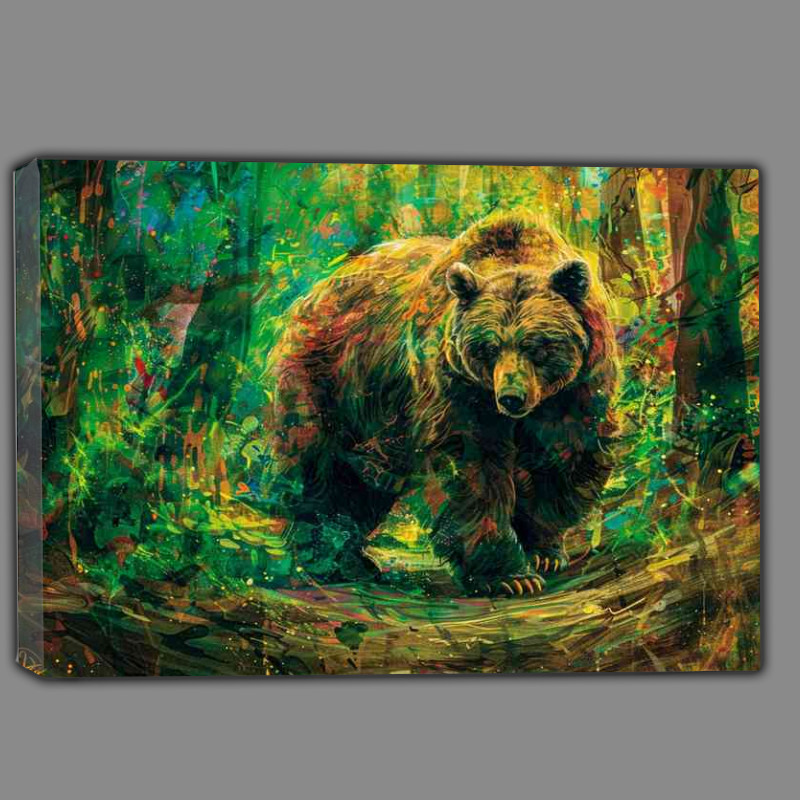 Buy Canvas : (Painted style of a big bear on a forest)