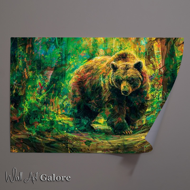 Buy Unframed Poster : (Painted style of a big bear on a forest)