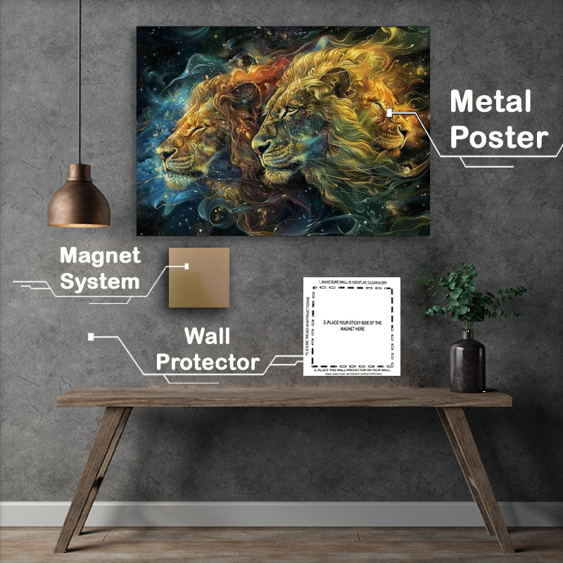 Buy Metal Poster : (Pair of Lions in the skys)