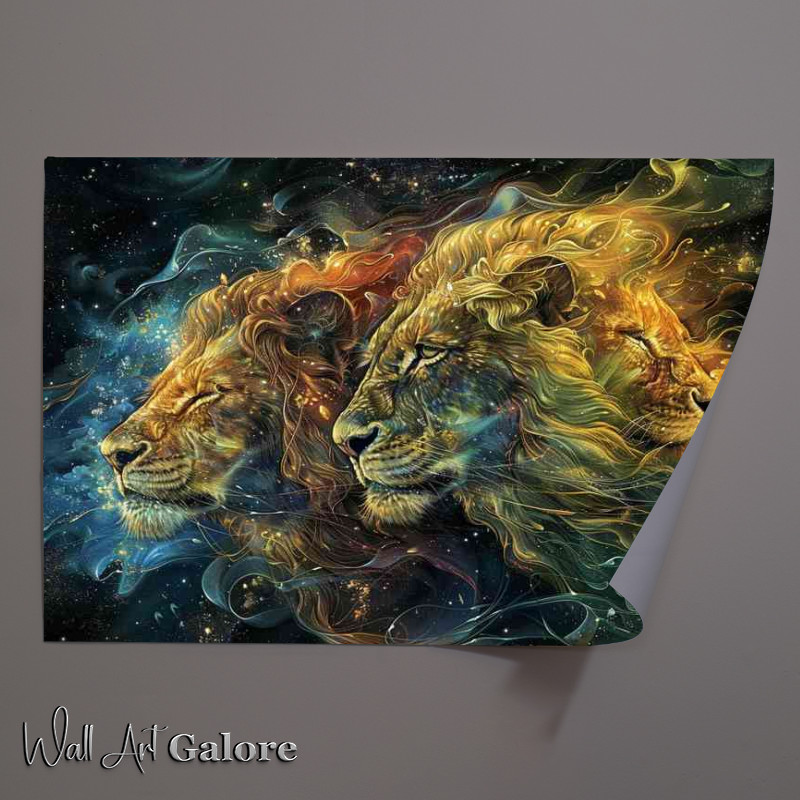 Buy Unframed Poster : (Pair of Lions in the skys)