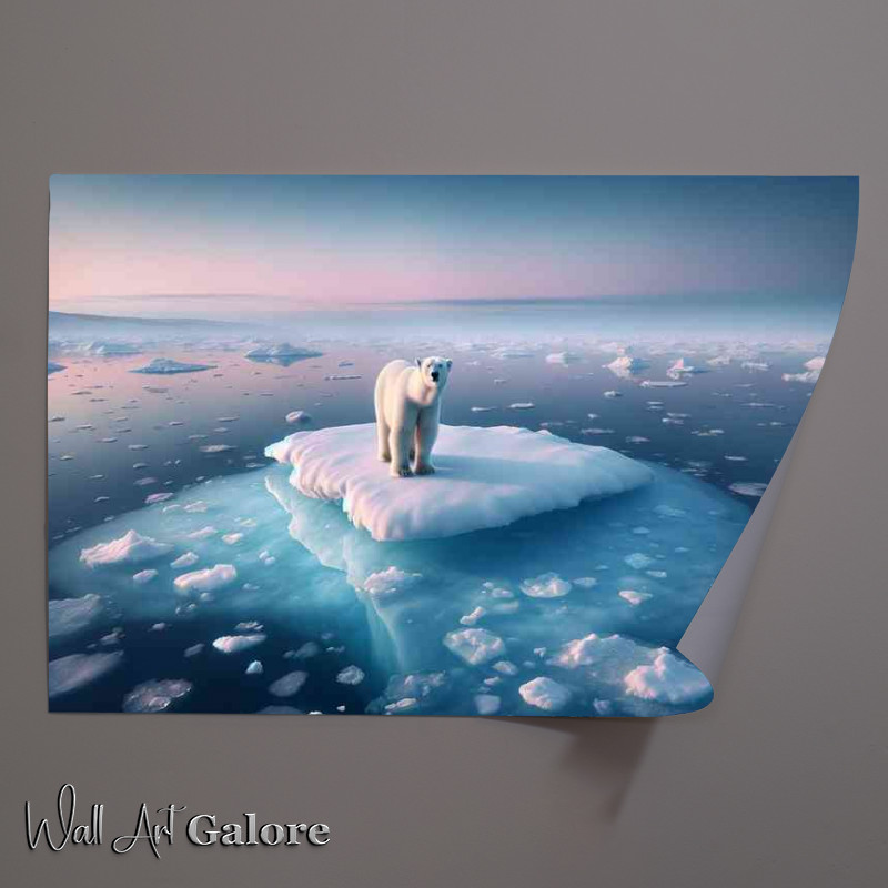 Buy Unframed Poster : (Polar bear standing on a small iceberg)