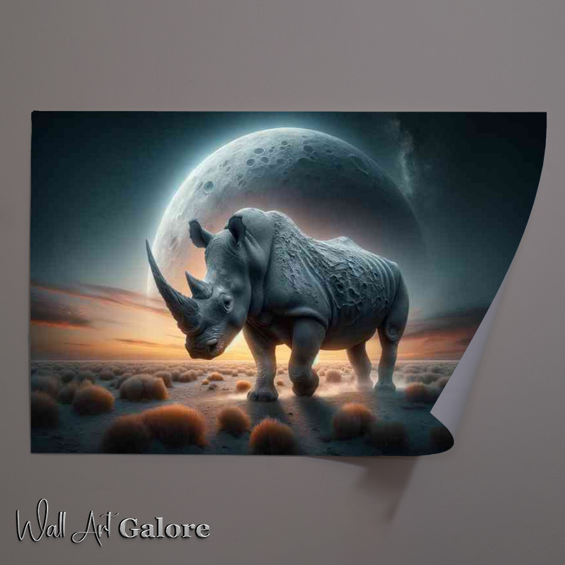 Buy Unframed Poster : (Powerful Rhinoceros its skin textured with shades of gray)