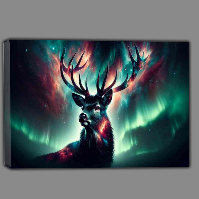 Buy Canvas : (Regal Deer its fur and antlers an interstellar display of cosmic energy)
