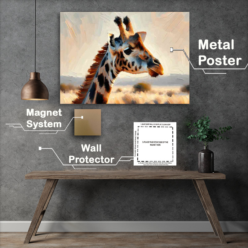 Buy Metal Poster : (Regal giraffe using a heavy palette knife technique)