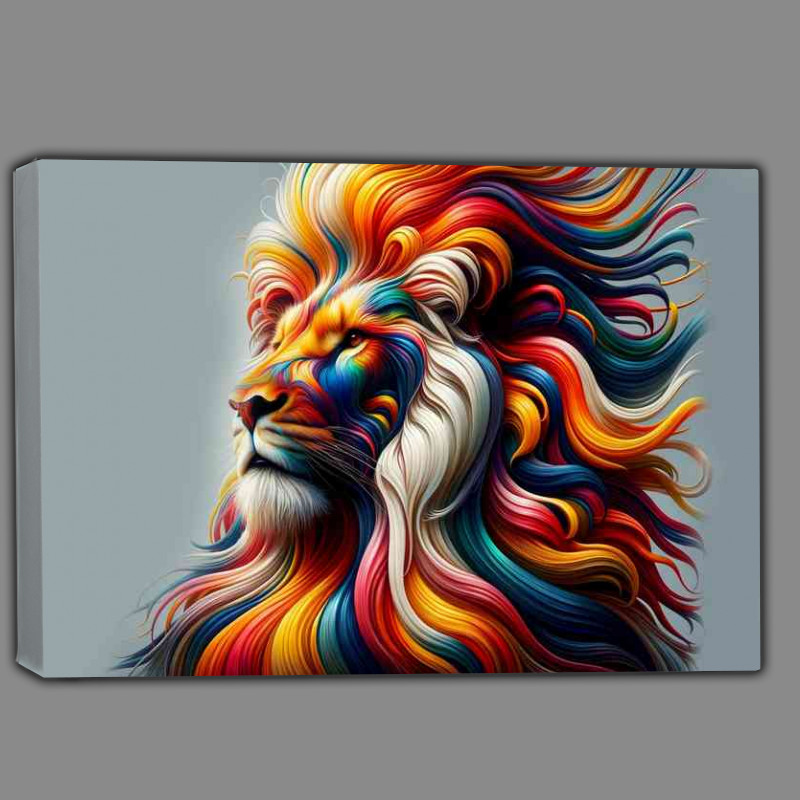 Buy Canvas : (Regal lion whose mane is composed of flowing multicolor)