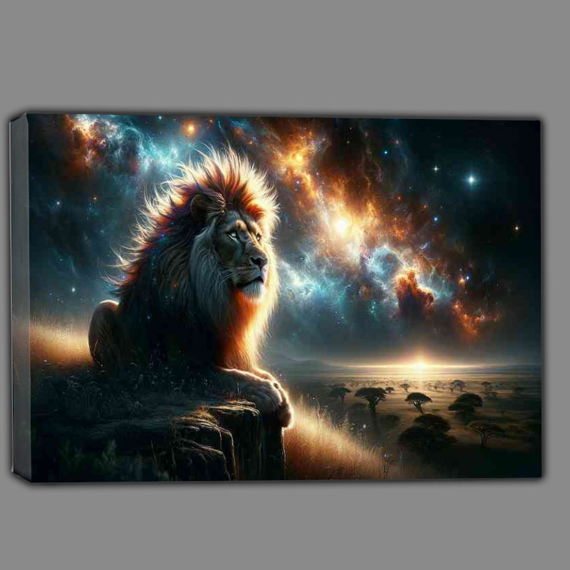 Buy Canvas : (Resplendent Lion its mane a cascade of solar flares)