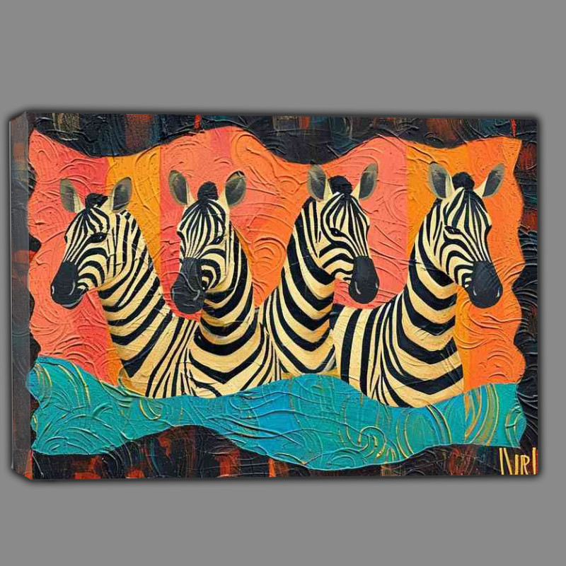 Buy Canvas : (Set of zebras in a abstract form of art)