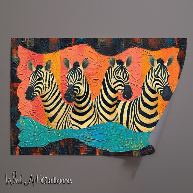 Buy Unframed Poster : (Set of zebras in a abstract form of art)
