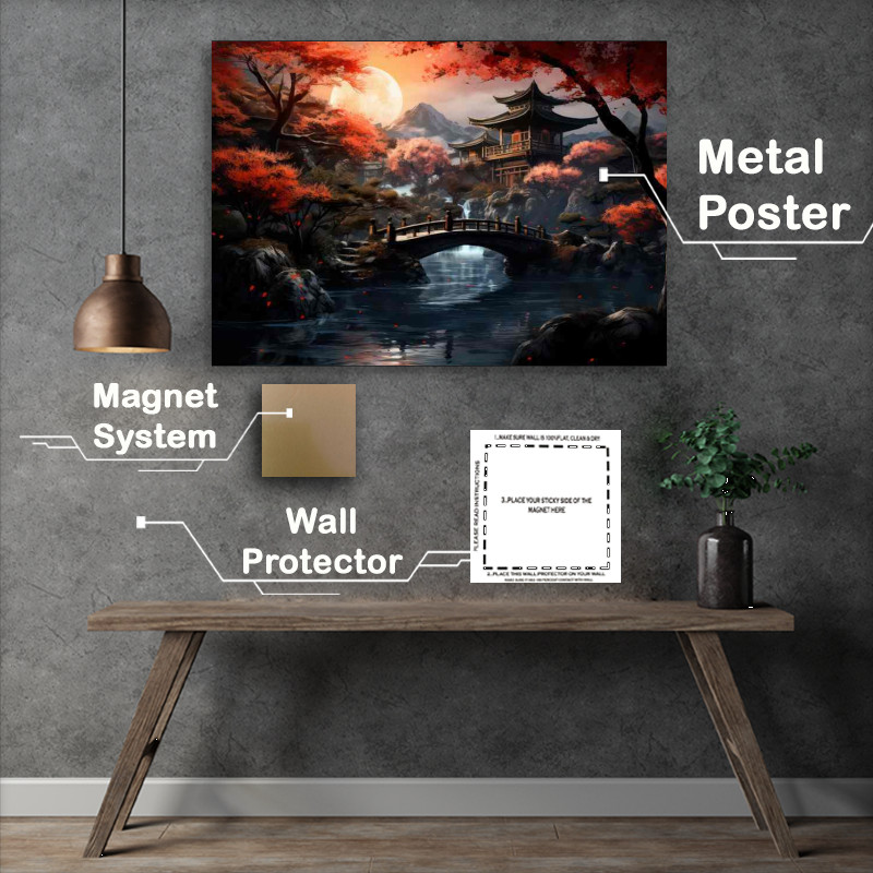 Buy Metal Poster : (Sakura Bridge Soiree Lakes Lustrous Lullaby)