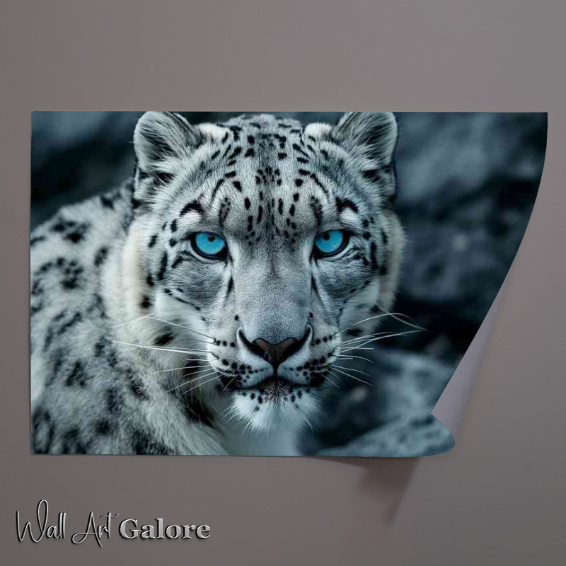 Buy Unframed Poster : (Snow leopars with amazing blue eyes)