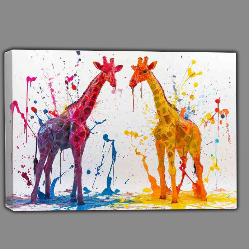 Buy Canvas : (Splattered giraffes painted art)