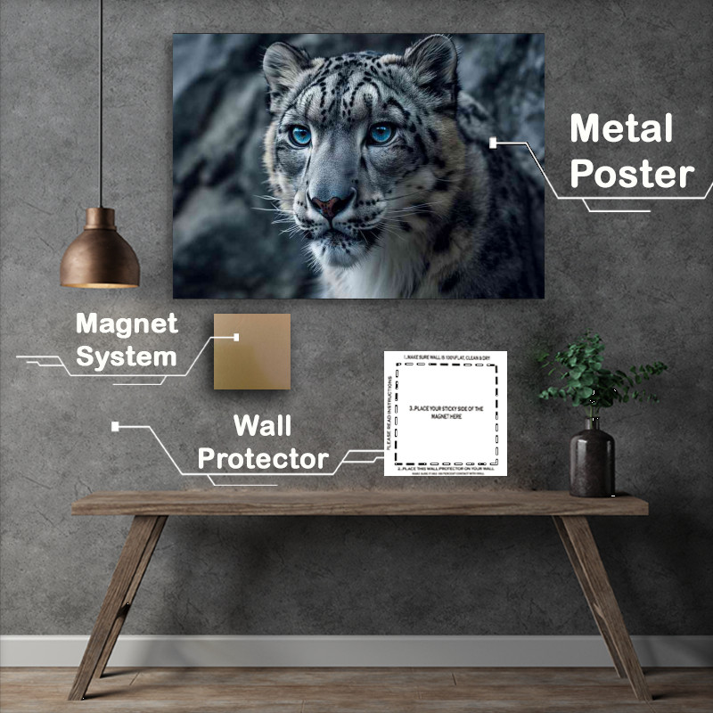 Buy Metal Poster : (Ssnow leopards eyes look blue in this photo)