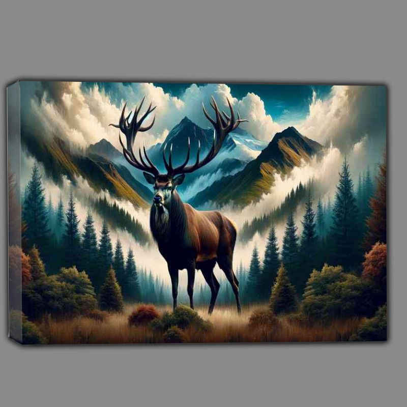 Buy Canvas : (Stag its antlers a fusion of earth and sky elements)