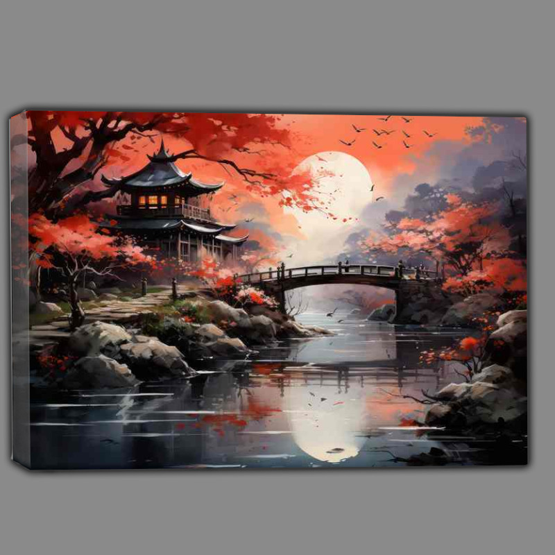 Buy Canvas : (Sakura Serenity Bridges Over Still Waters)