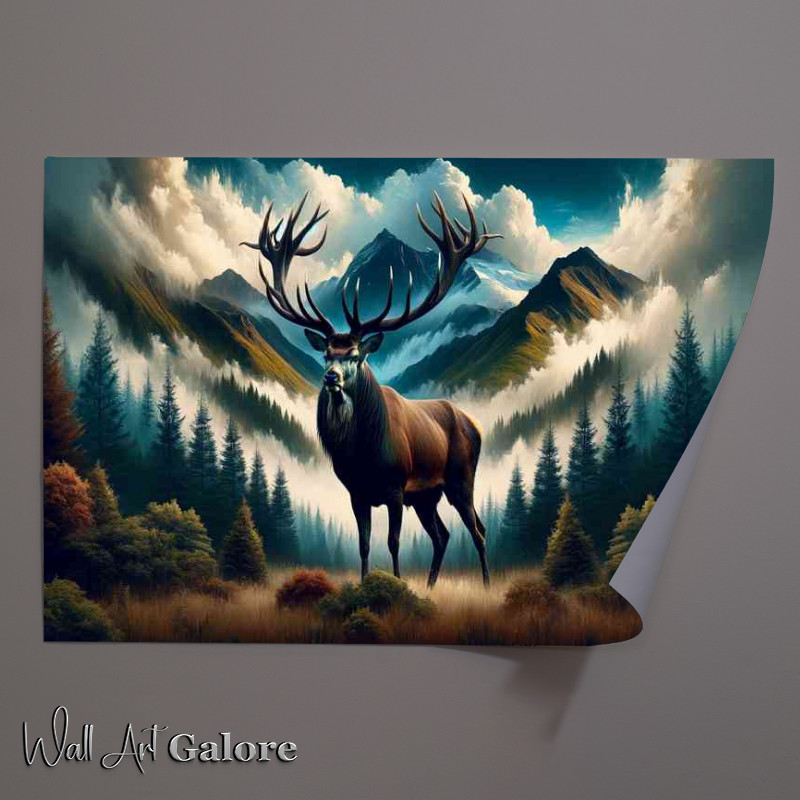 Buy Unframed Poster : (Stag its antlers a fusion of earth and sky elements)