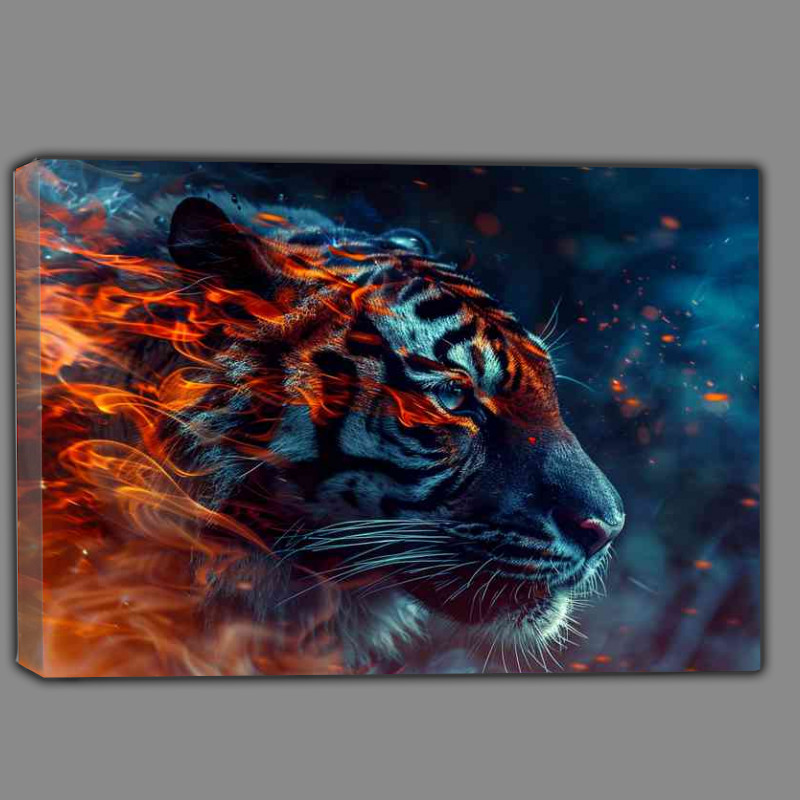 Buy Canvas : (The Black Tiger with flames)