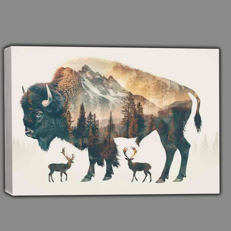 Buy Canvas : (The Deer and the Buffalo)
