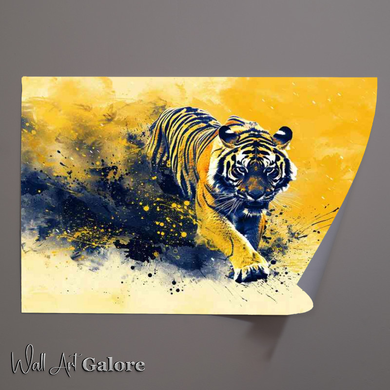 Buy Unframed Poster : (The Tiger runs in a dark and yellow)
