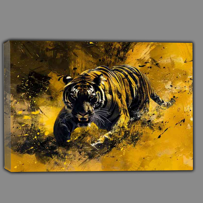Buy Canvas : (The Tiger runs in a dark and yellow with Splash art)