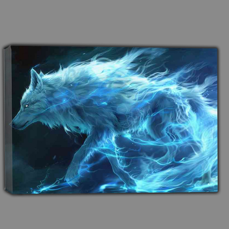 Buy Canvas : (The White Wolf in electric blue)