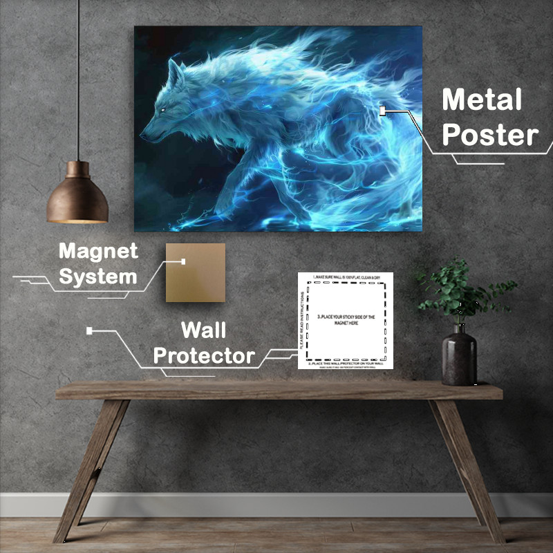 Buy Metal Poster : (The White Wolf in electric blue)