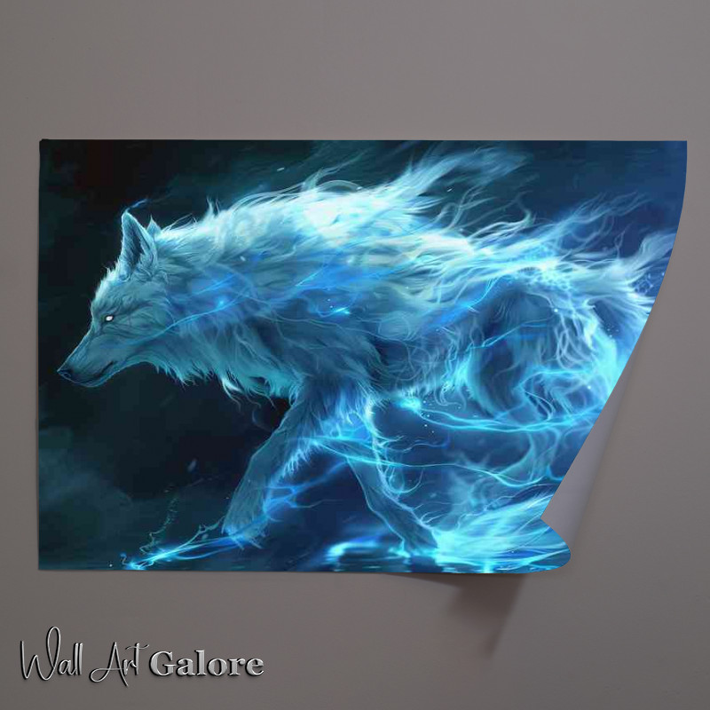Buy Unframed Poster : (The White Wolf in electric blue)