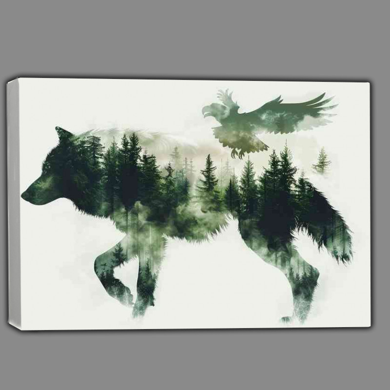 Buy Canvas : (The Wolf and Eagle in double exposure)