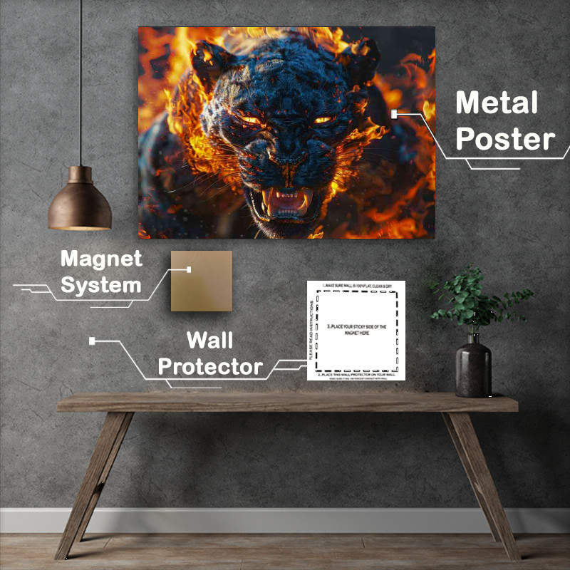 Buy Metal Poster : (The black Panther is in flames)