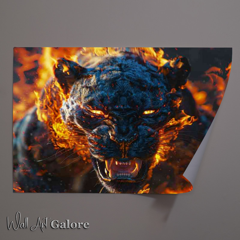 Buy Unframed Poster : (The black Panther is in flames)