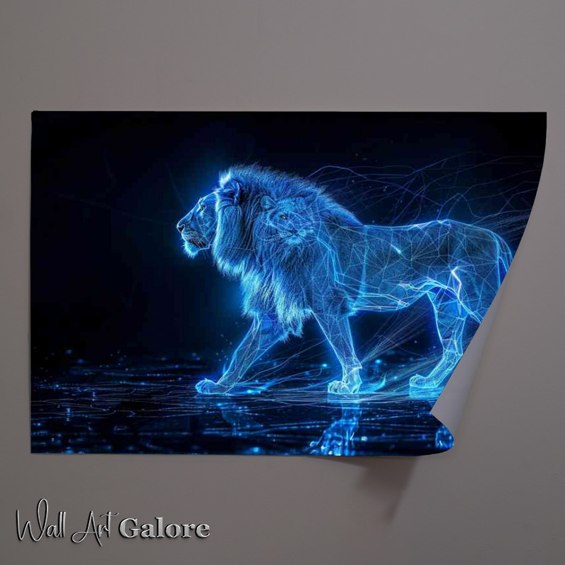 Buy Unframed Poster : (The blue majestic lion walking)
