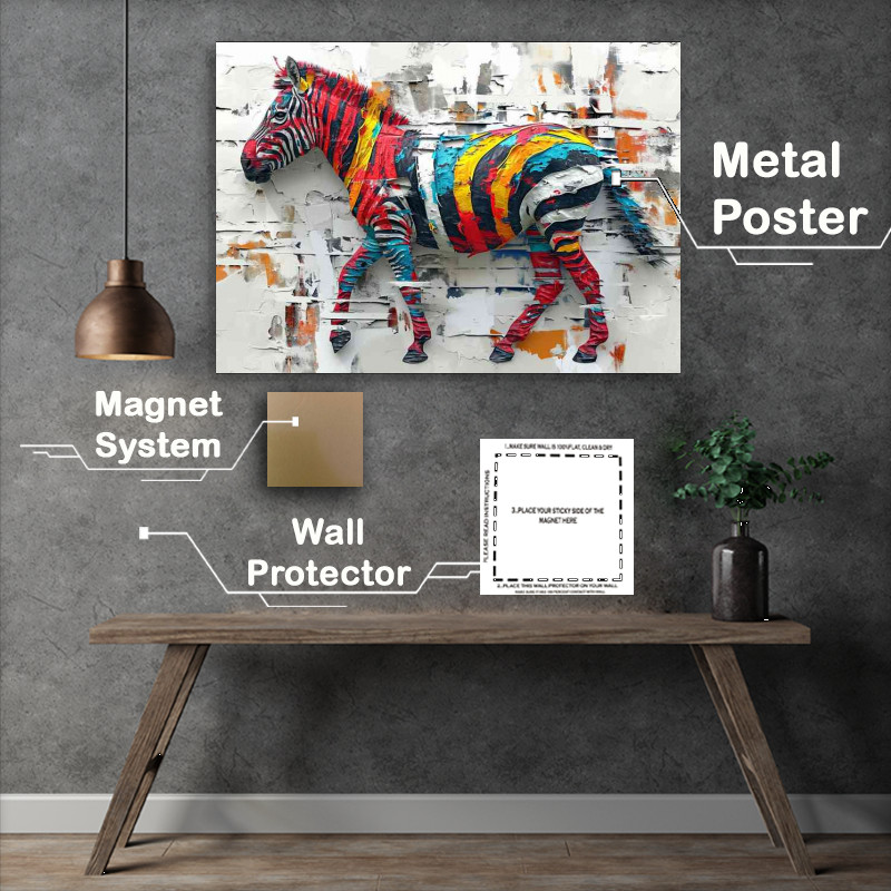 Buy Metal Poster : (The colourful painted Zebra)