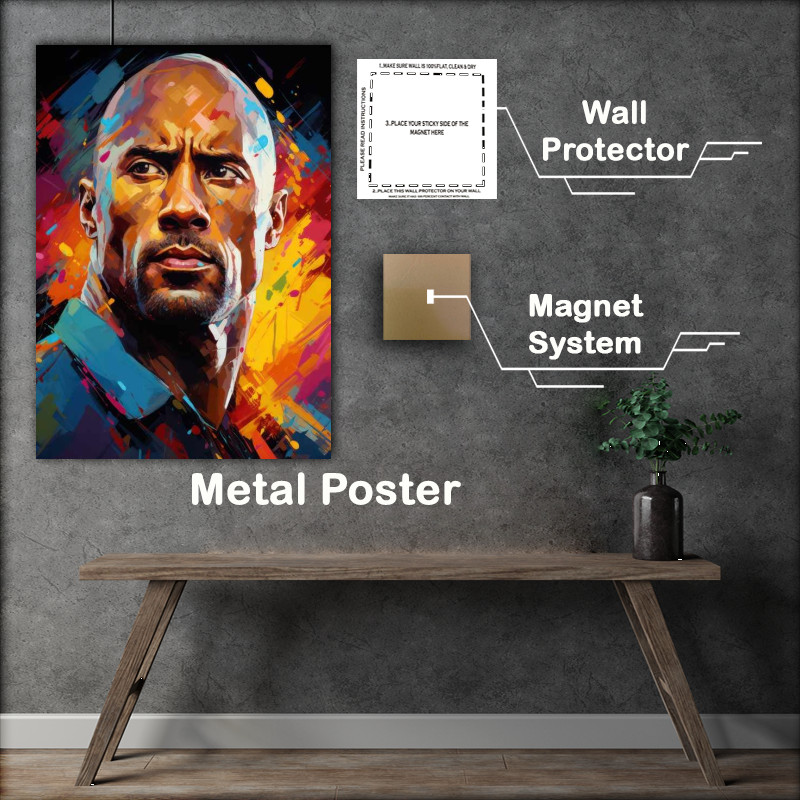 Buy Metal Poster : (Dwayne Johnson colourful painting stle)