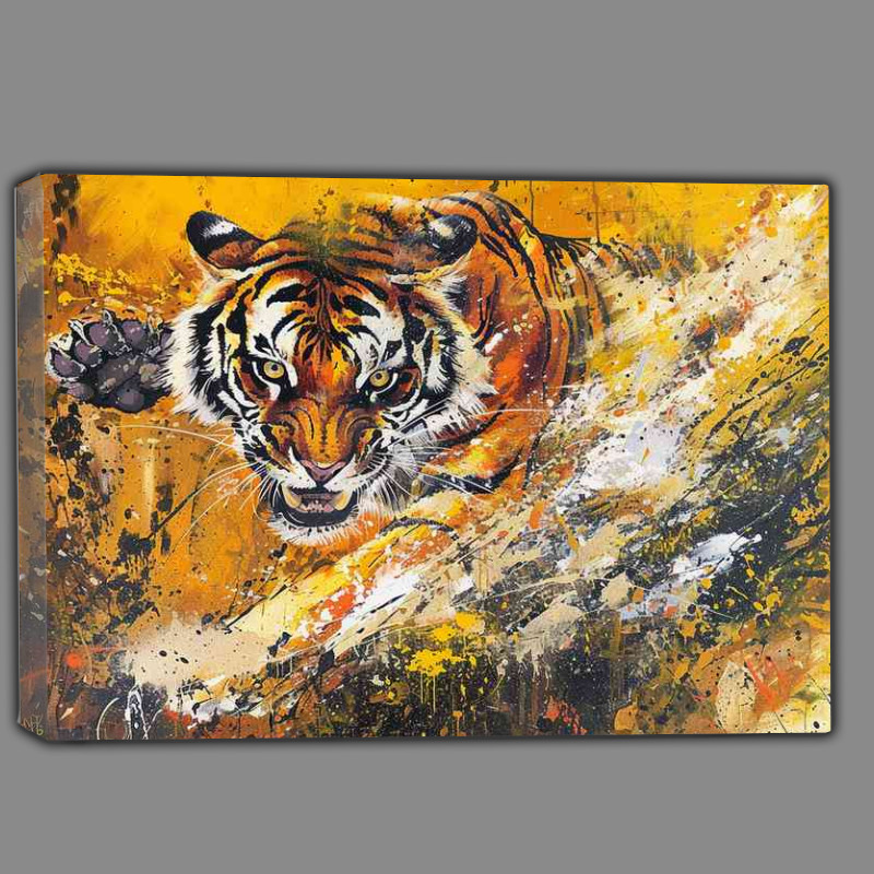 Buy Canvas : (Tiger flying through an open space)