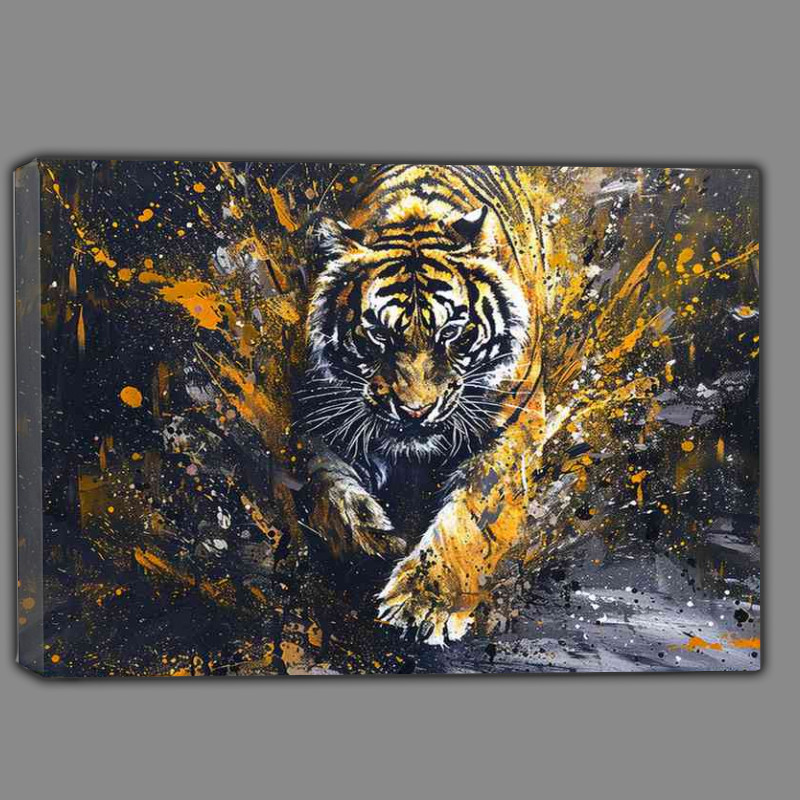 Buy Canvas : (Tiger running on the road painting)