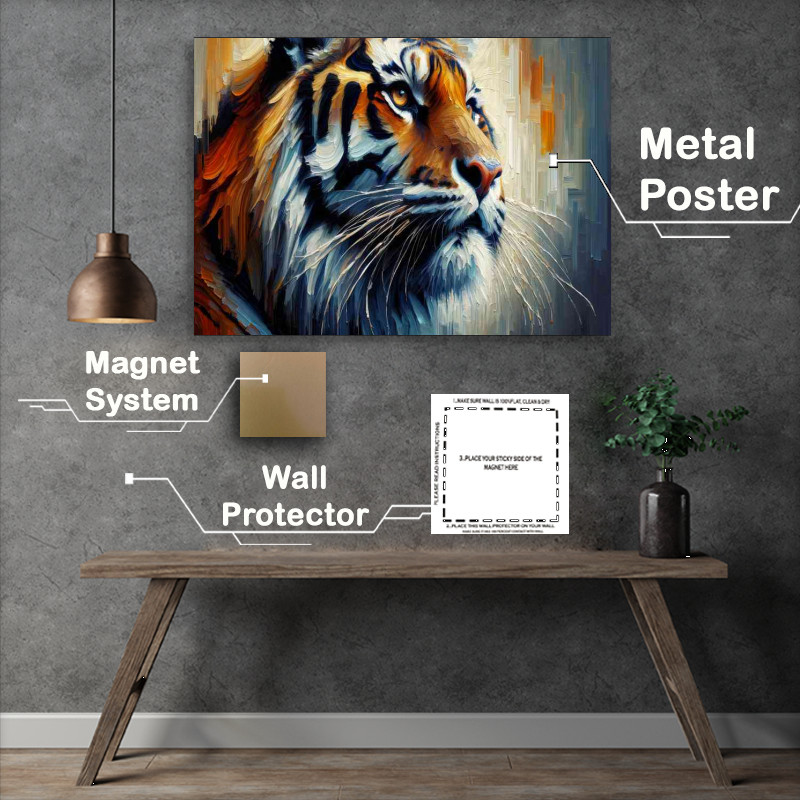 Buy Metal Poster : (Tiger s face using a heavy palette knife technique)