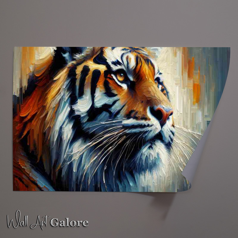 Buy Unframed Poster : (Tiger s face using a heavy palette knife technique)